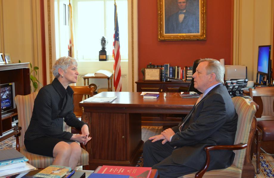 U.S. Senator Dick Durbin (D-IL) met with Illinois College President Dr. Barbara Farley today. The two discusses reauthorization of the Higher Education Act, college textbook costs, and student loan reform.